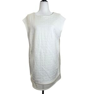 Escada texture print mesh side box mini dress